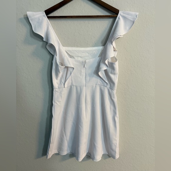 BCBGeneration White Ruffled Square- Neck Mini Dress - Picture 4 of 9